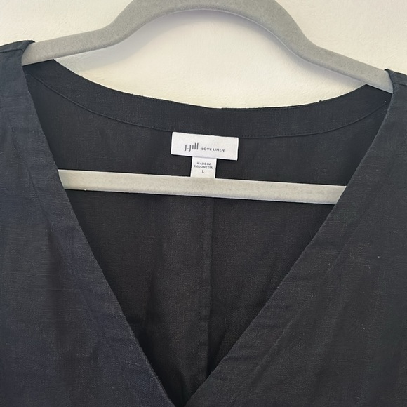 J. Jill Love Linen V Neck Button Down Maxi Dress in Black - Picture 5 of 9